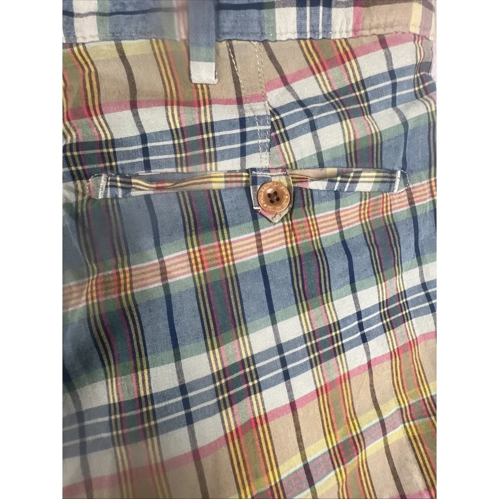 Polo Ralph Lauren Reversible Shorts Mens Size 52 Multicolor Plaid Khaki Cotton